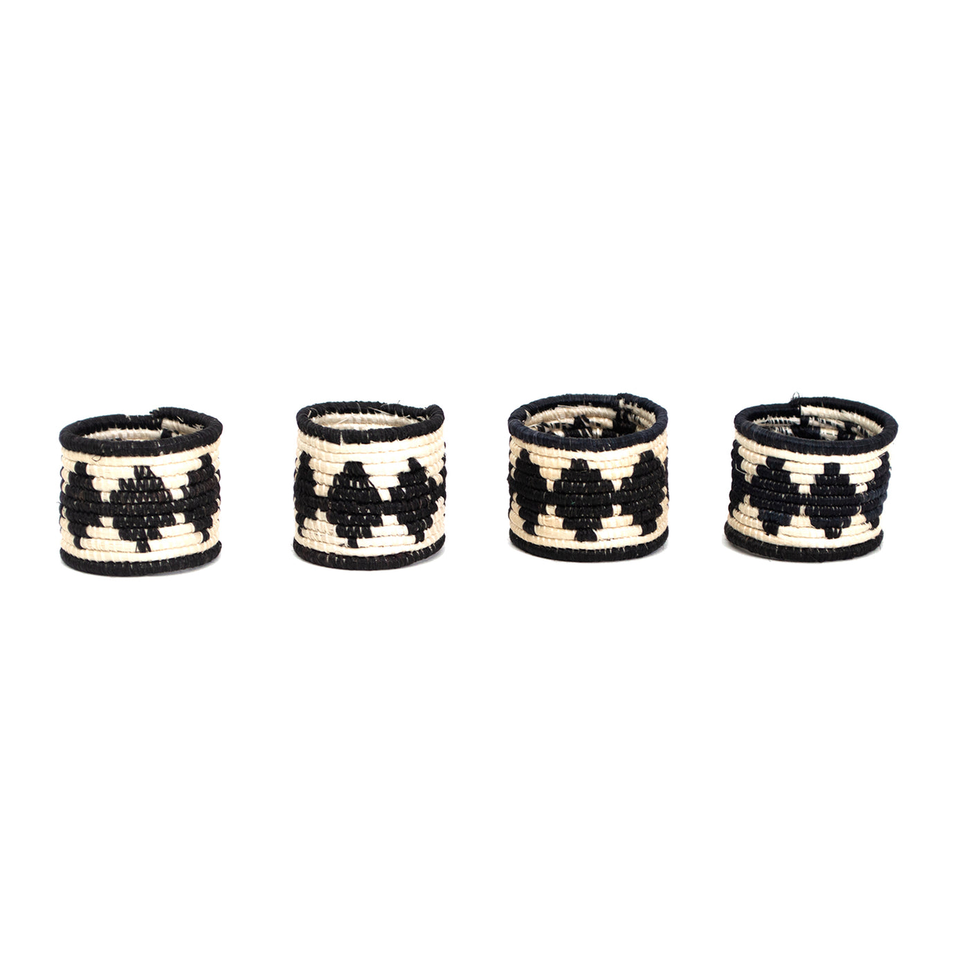 Black & White Napkin Rings, Set of 4