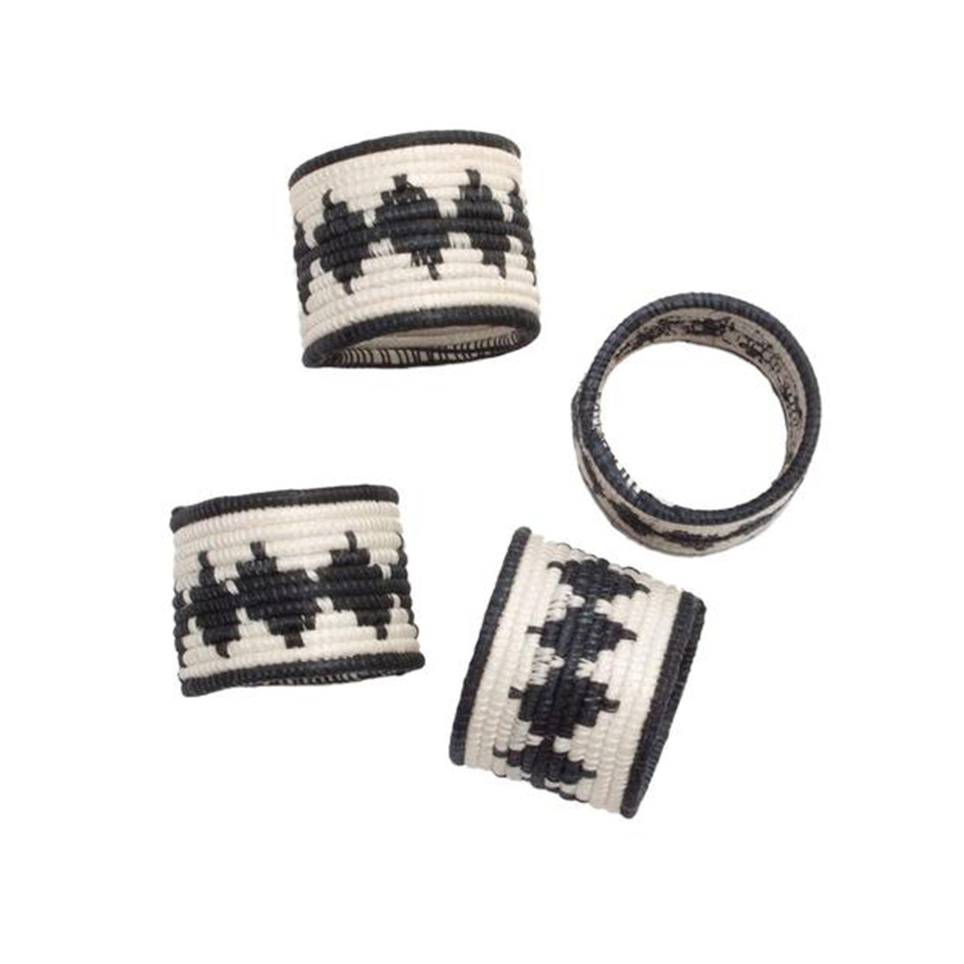 Black & White Napkin Rings, Set of 4