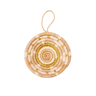 Tan + Gold Metallic Basket Ornament