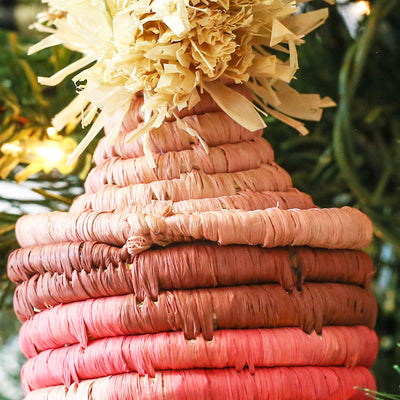 Pink Pom Pom Basket Ornament