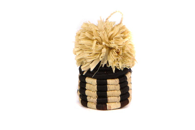 Black Pom Pom Basket Ornament - KAZI