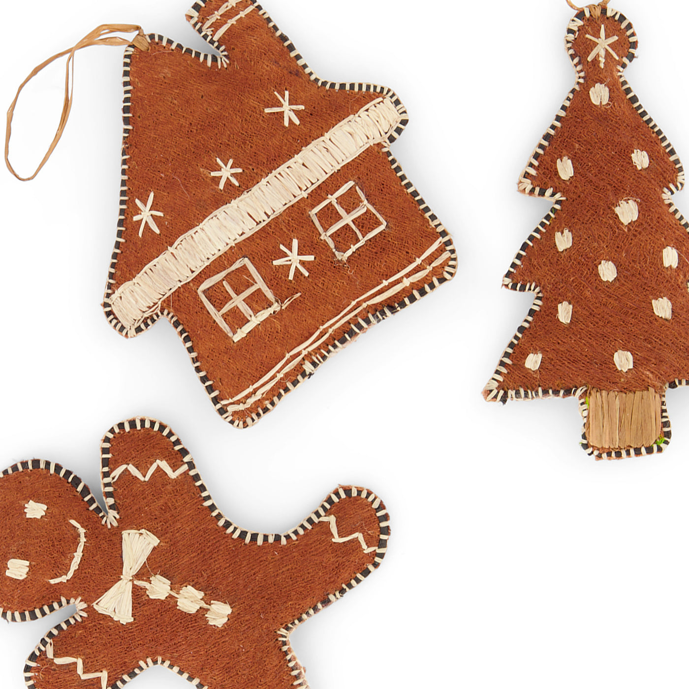 Natural Gingerbread Ornaments, Set of 3