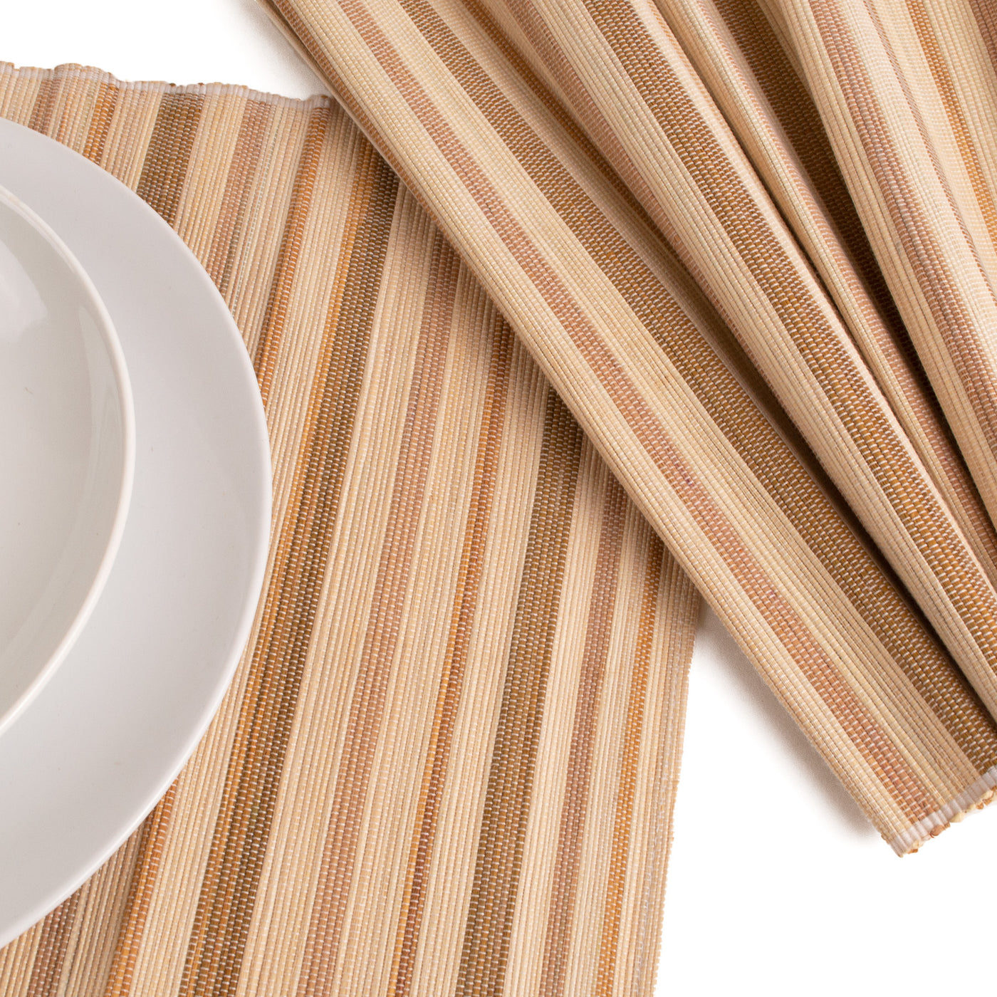 Town Square Placemats - 18" Neutral Stripes, Set of 2