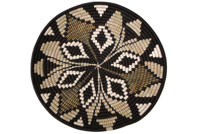 21" Large Black Tilda Plate Woven Wall Art Plate - KAZI