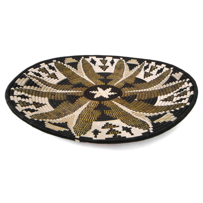 27" Extra Large Black Fleur Plate Woven Wall Art Plate