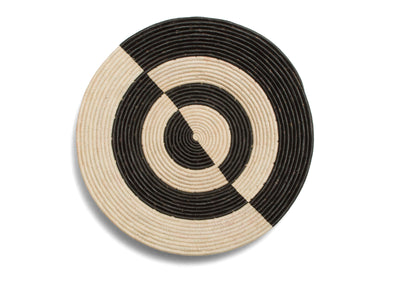 21" Large Geo Black Large Raffia Woven Wall Art Plate - KAZI