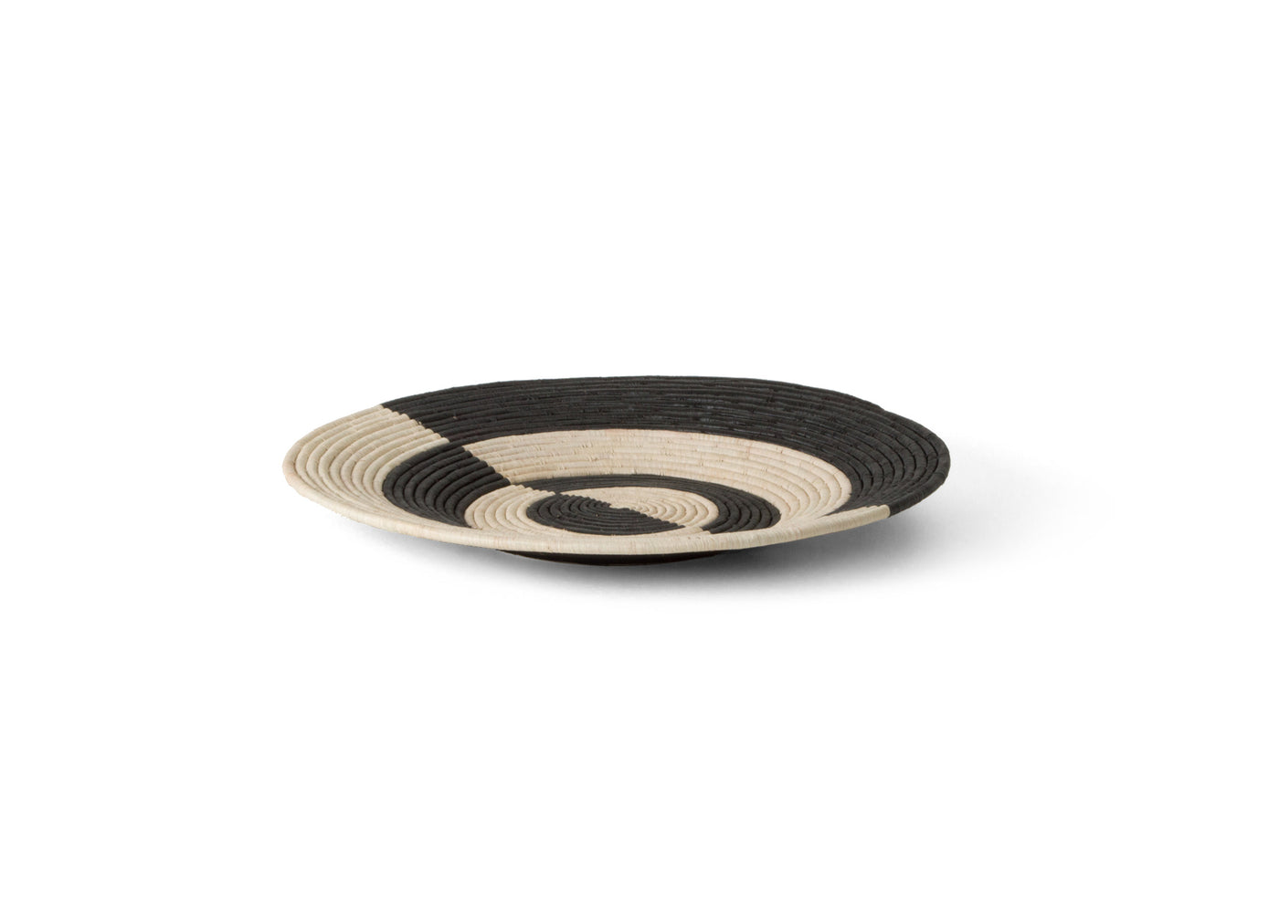 21" Large Geo Black Large Raffia Woven Wall Art Plate - KAZI