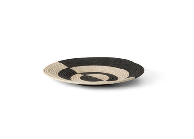 21" Large Geo Black Large Raffia Woven Wall Art Plate - KAZI