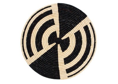 17" Medium Maika Black Woven Wall Art Plate - KAZI