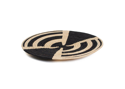 17" Medium Maika Black Woven Wall Art Plate - KAZI