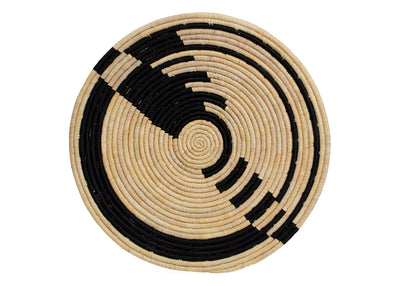 17" Medium Abstract Black Woven Wall Art Plate - KAZI