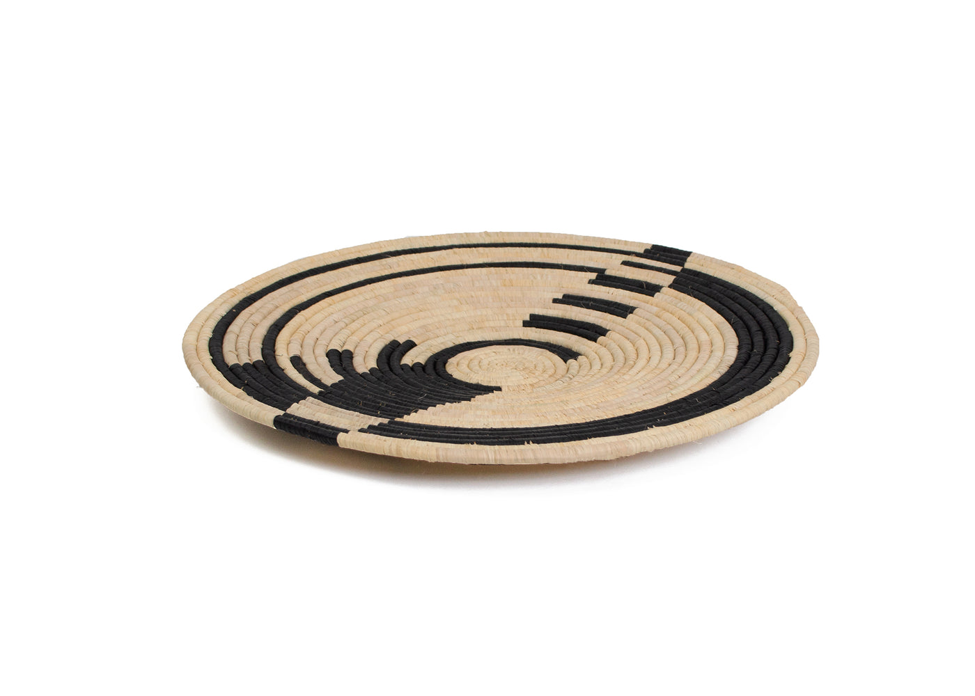17" Medium Abstract Black Woven Wall Art Plate - KAZI