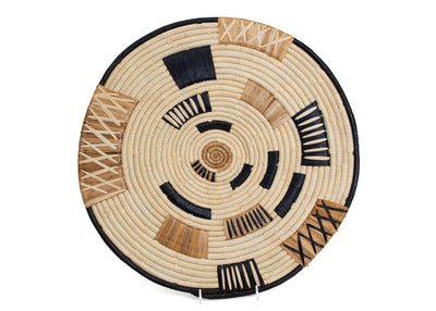 17" Medium Banded Banana Bark Woven Wall Art Plate - KAZI