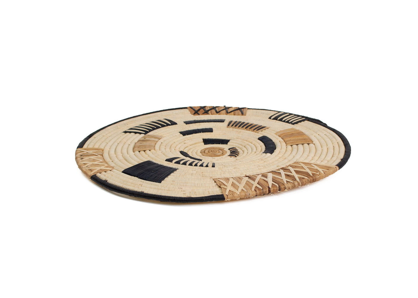 17" Medium Banded Banana Bark Woven Wall Art Plate - KAZI