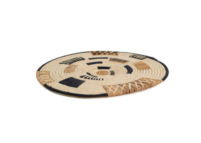 17" Medium Banded Banana Bark Woven Wall Art Plate - KAZI