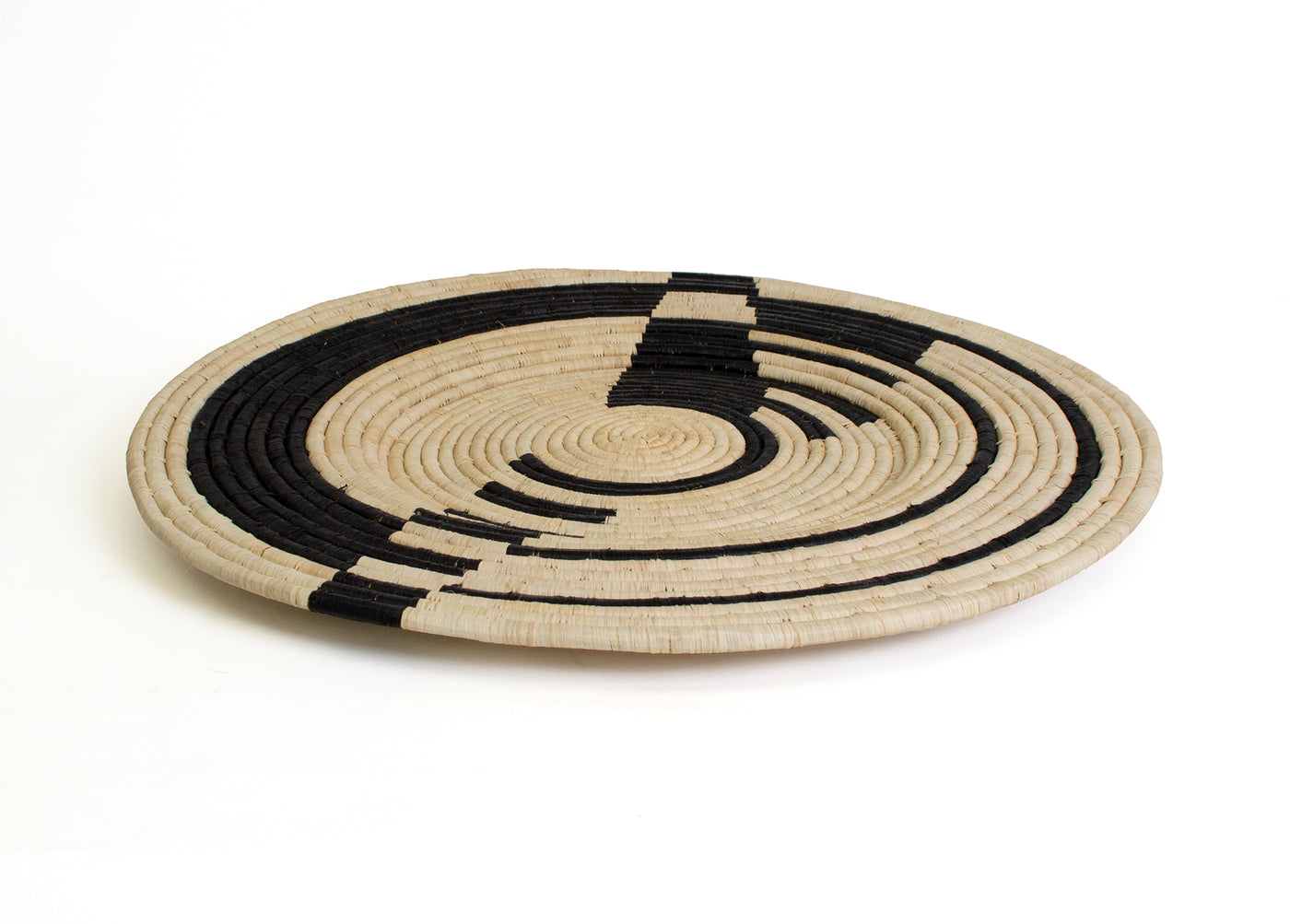 27" Extra Large Abstract Black Woven Wall Art Plate - KAZI