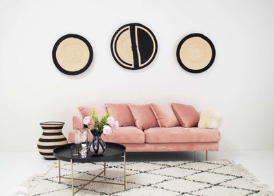27" Black Circle Woven Wall Art Plate - KAZI