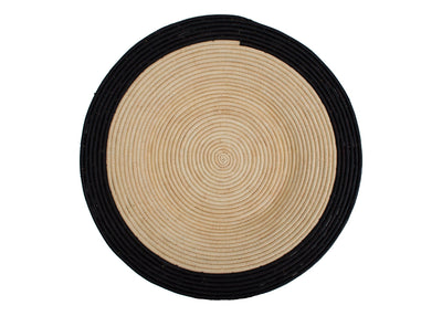 27" Black Circle Woven Wall Art Plate - KAZI