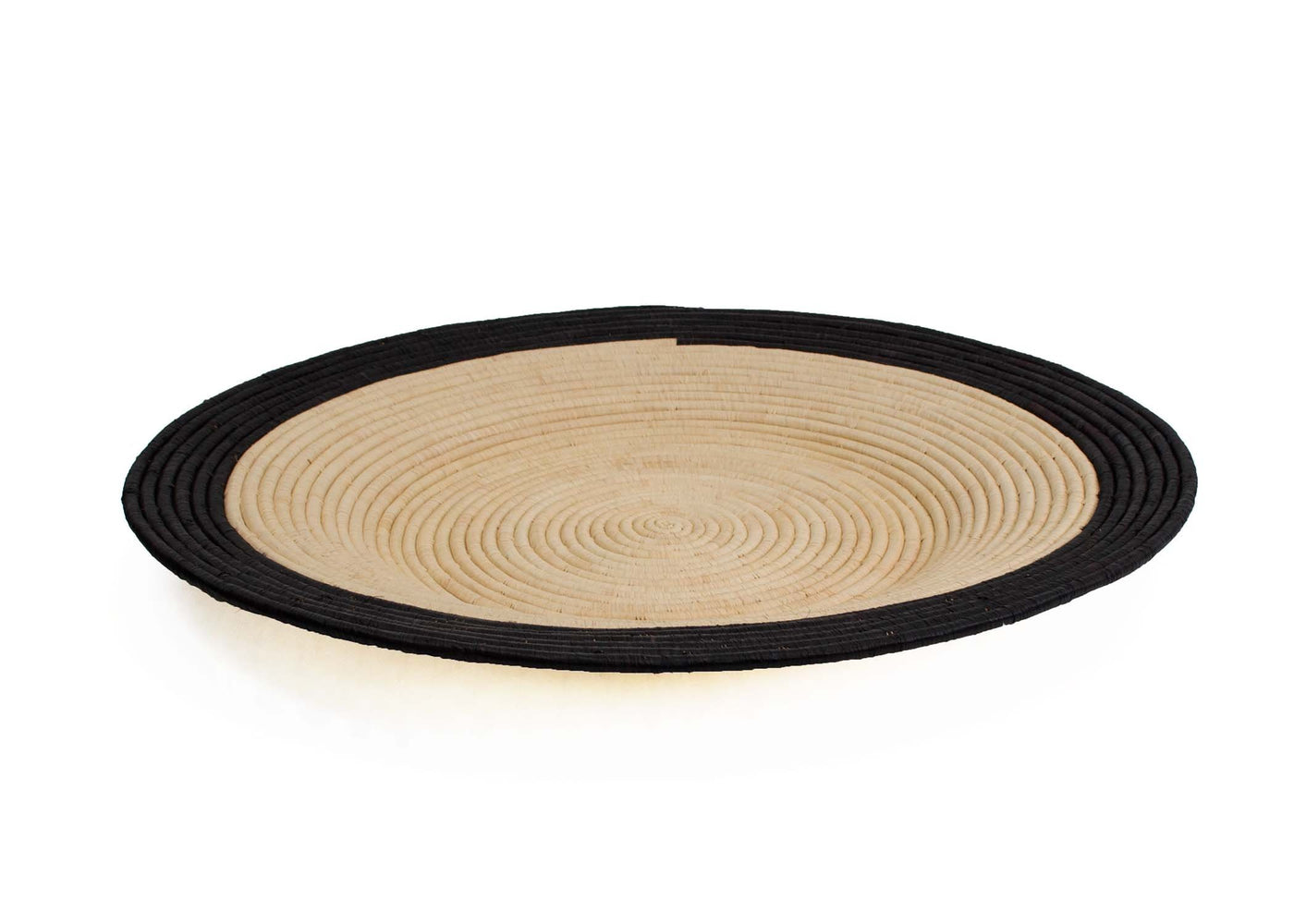 27" Black Circle Woven Wall Art Plate - KAZI