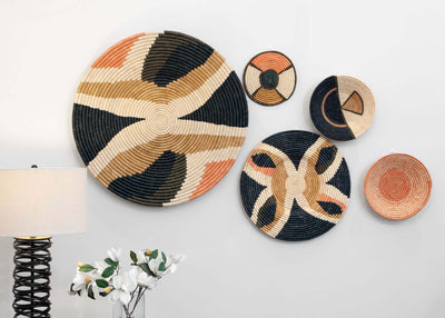 21" Large Tabia Peach Woven Wall Art Plate - KAZI
