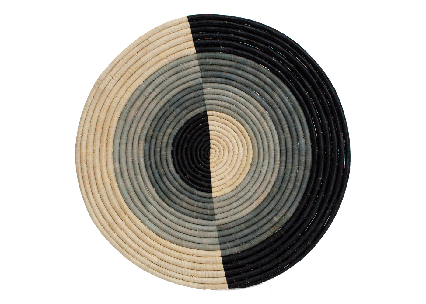 17" Medium Opal Gray Half Bullseye Woven Wall Art Plate - KAZI