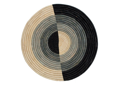 17" Medium Opal Gray Half Bullseye Woven Wall Art Plate - KAZI