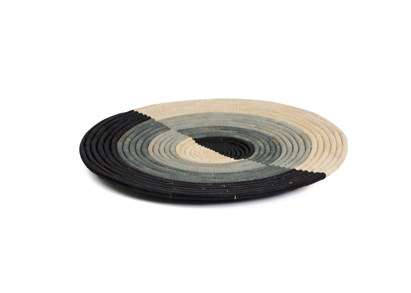 17" Medium Opal Gray Half Bullseye Woven Wall Art Plate - KAZI