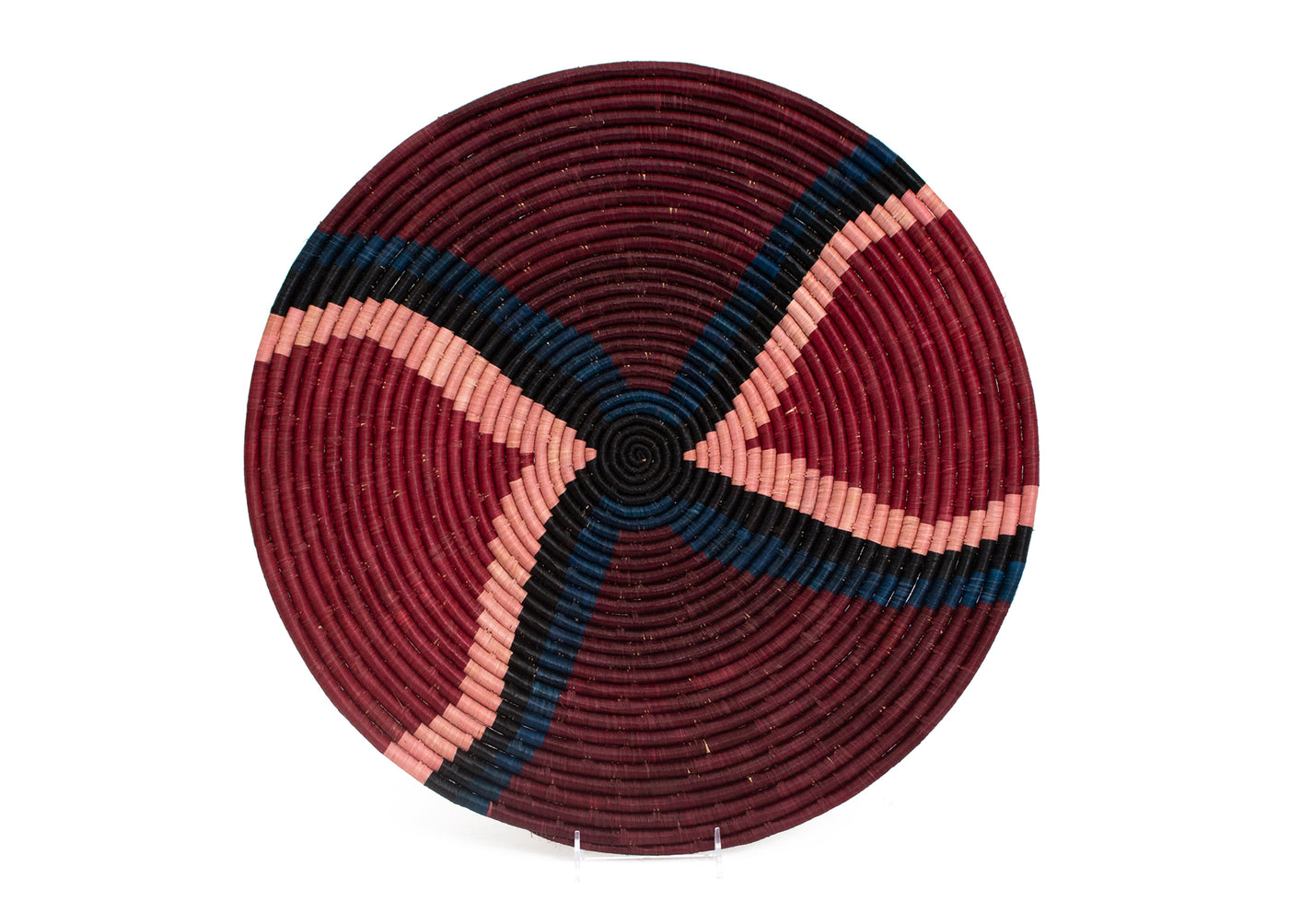 21" Large Amelia Burgundy Woven Wall Art Plate - KAZI
