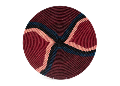 21" Large Amelia Burgundy Woven Wall Art Plate - KAZI