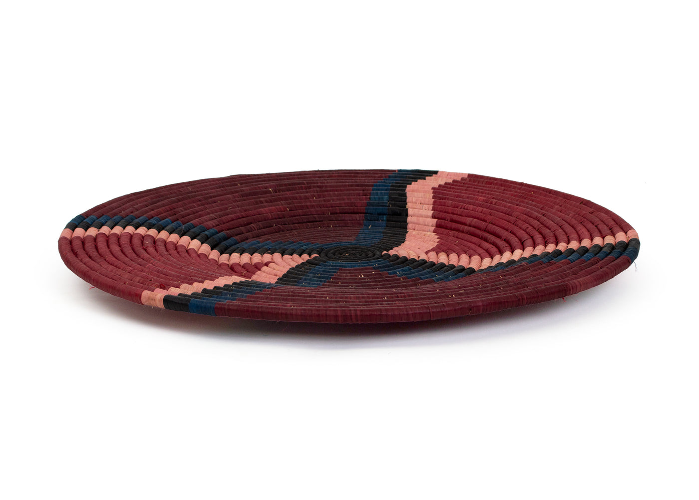 21" Large Amelia Burgundy Woven Wall Art Plate - KAZI