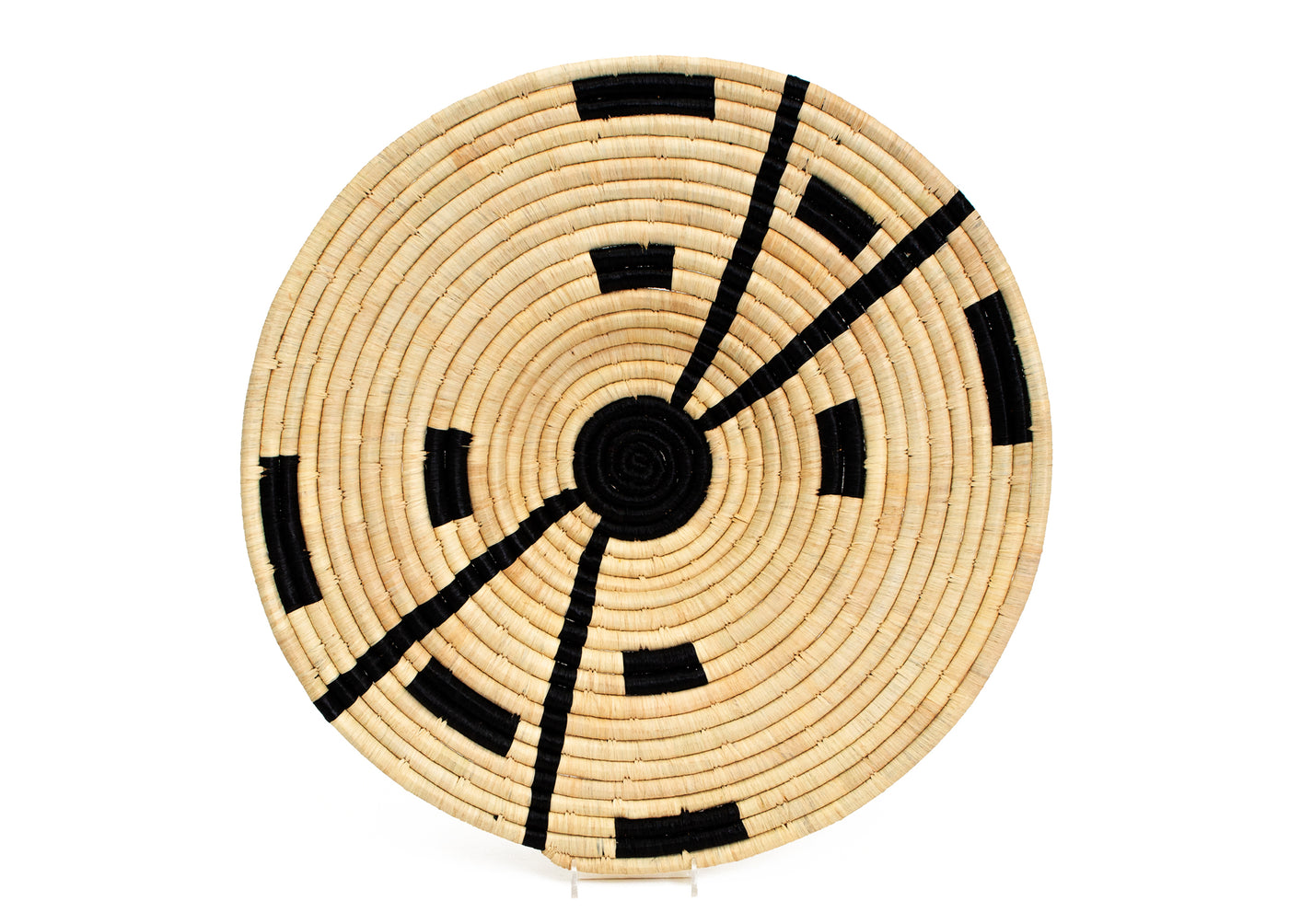 17" Medium Compassed Black Woven Wall Art Plate - KAZI