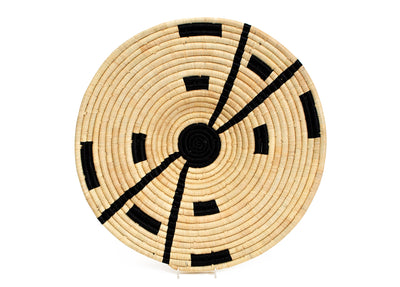 17" Medium Compassed Black Woven Wall Art Plate - KAZI