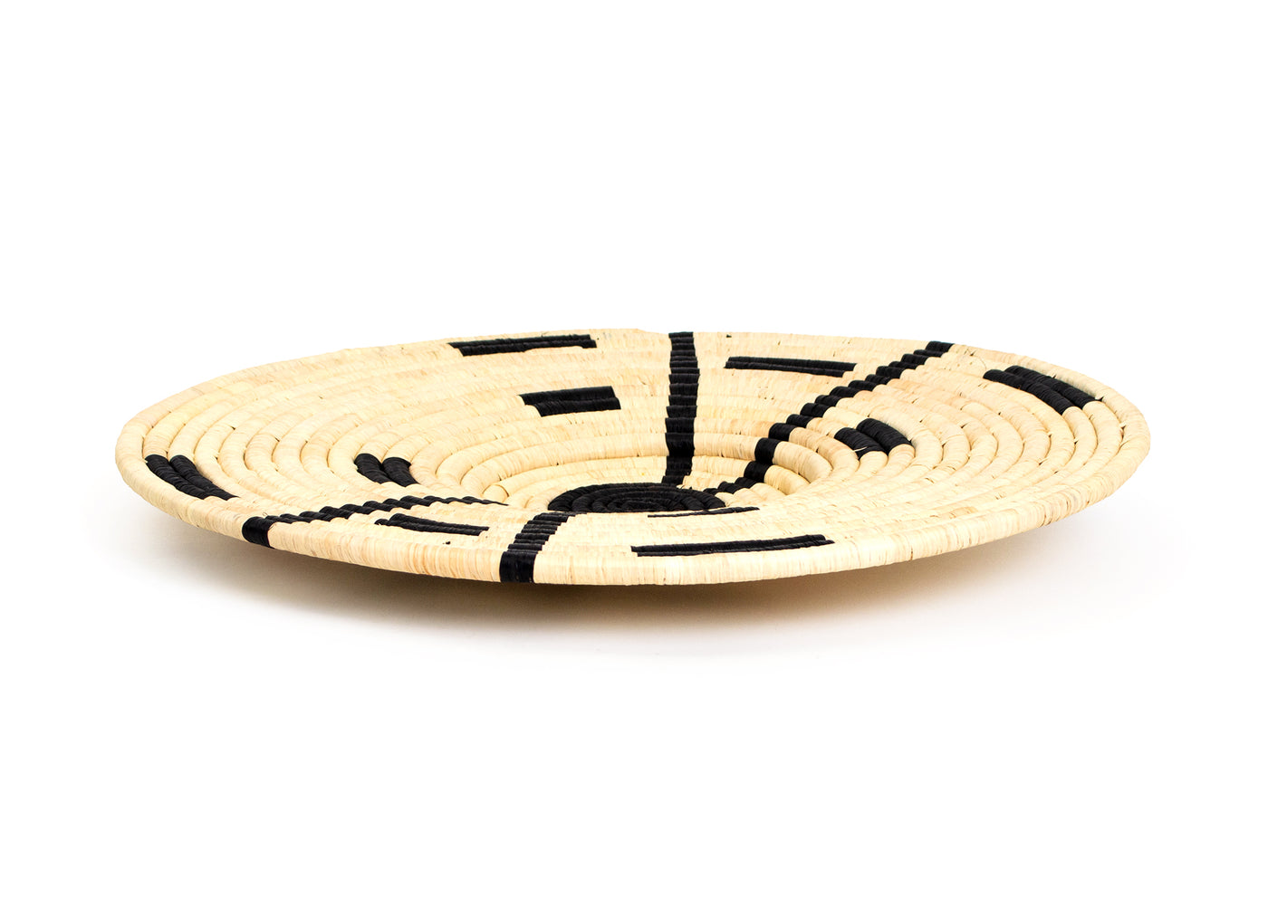 17" Medium Compassed Black Woven Wall Art Plate - KAZI