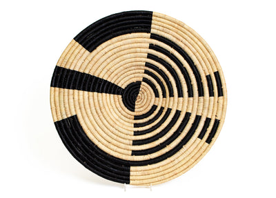 17" Medium Abstract Motion Black Woven Wall Art Plate - KAZI