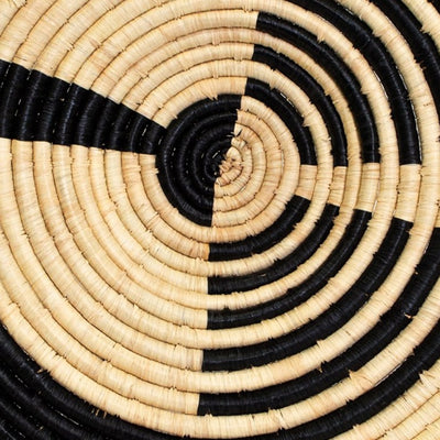 17" Medium Abstract Motion Black Woven Wall Art Plate - KAZI