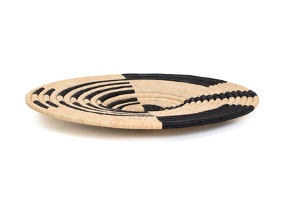 17" Medium Abstract Motion Black Woven Wall Art Plate - KAZI
