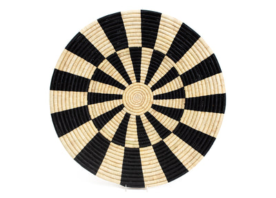 21" Large Roulette Black Woven Wall Art Plate - KAZI