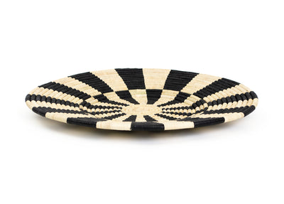 21" Large Roulette Black Woven Wall Art Plate - KAZI