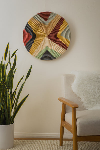 21" Large Mod Annette Woven Wall Art Plate - KAZI