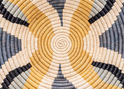 21" Large Opal Gray + Mustard Tabia Woven Wall Art Plate - KAZI