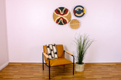 21" Large Forest Green + Burgundy Tabia Woven Wall Art Plate - KAZI