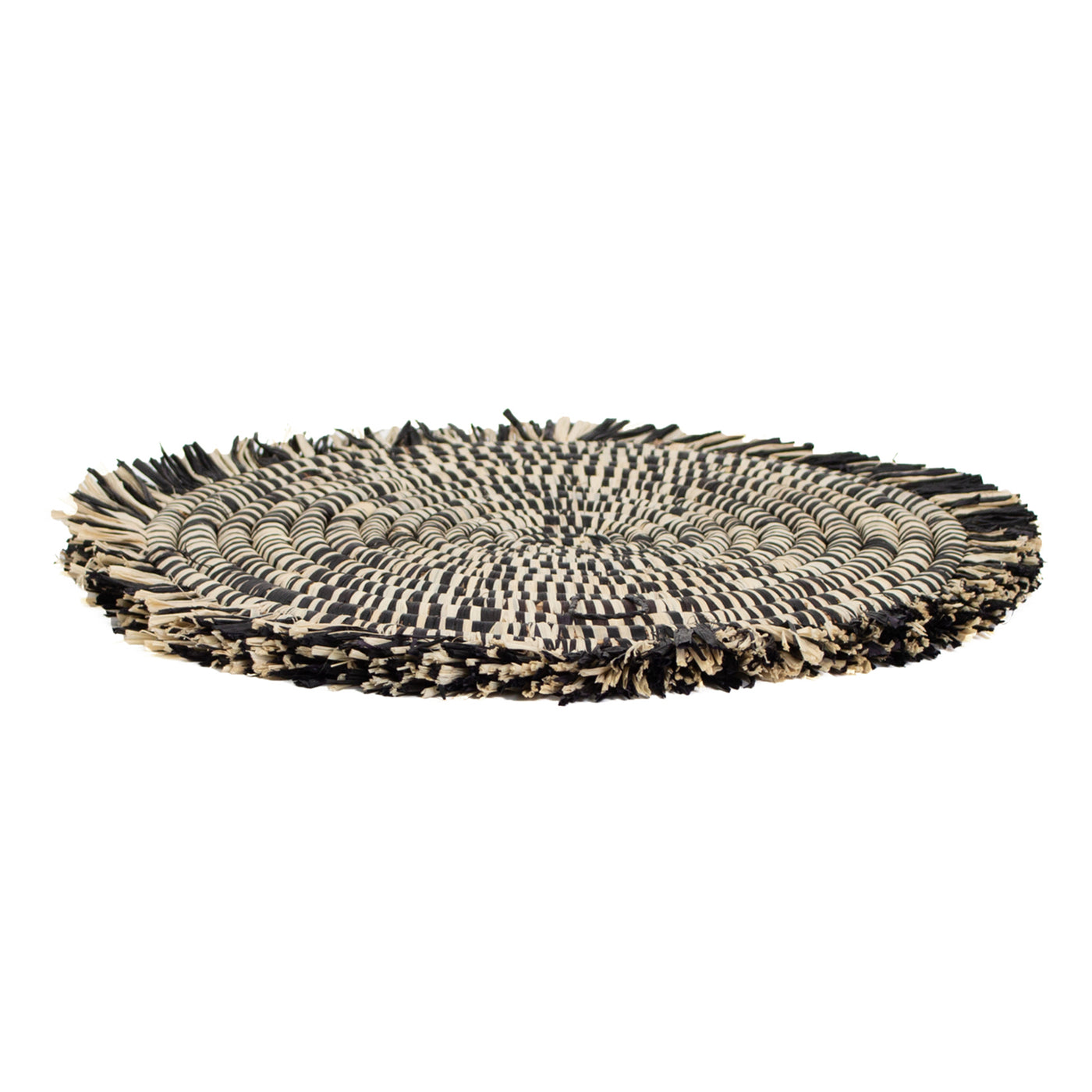12" Black Heathered Fringed Charger