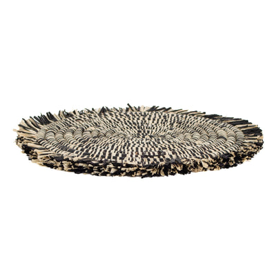 12" Black Heathered Fringed Charger