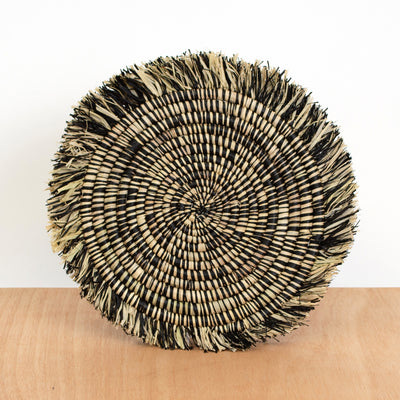 12" Black Heathered Fringed Charger