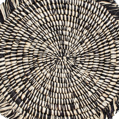 12" Black Heathered Fringed Charger