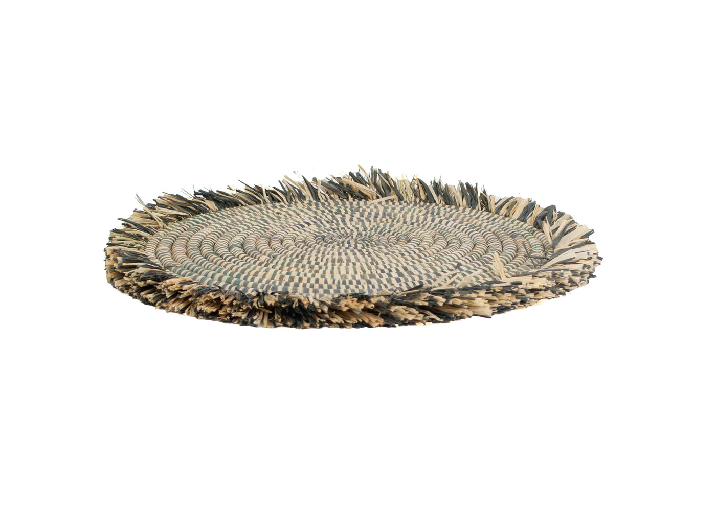 12" Carbon Heathered Fringed Charger - KAZI