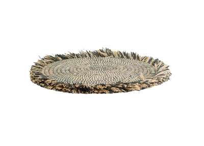 12" Carbon Heathered Fringed Charger - KAZI