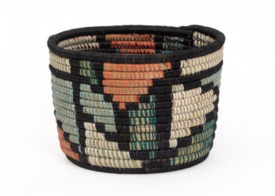 7" Medium Dusk Blue + Melon Mosaic Tapered Planter - KAZI